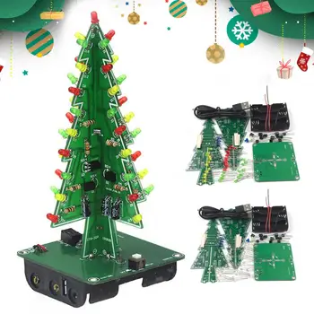 1 Komplekts DIY Ziemassvētku Eglītes Flash Drošu Roku darbs Ziemassvētku Eglīte Skaista Koka Elektronikas Lodēšanas Krāsains 3D Ziemassvētki Koku Dāvanu
