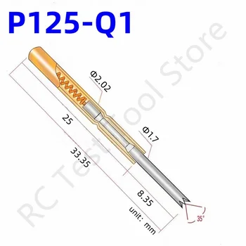 100GAB P125-Q1 Pavasara Testu Zondes Tests, Pin Pogo Pin PCB Test Instruments Garums 33.35 mm Pin Dia 2.02 mm Taisni uz 4 Nagiem Galvu Dia 1.7 mm