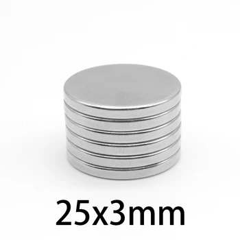 2/5/10/20/30PCS 25x3 mm Kārta retzemju Neodīma Magnētu, 25mm*3mm Meklēšanas Magnētu Spēcīgu 25x3mm Diskveida Pastāvīgo Magnētu 25*3 mm
