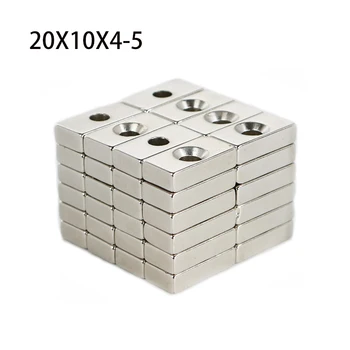 20x10x4-5 mm Magnētu Bloku NdFeB Neodīma Magnēts 20x10x4mm Caurums 5mm N35 Super Jaudīgu imanes Pastāvīgu Magnētisko Aimant Imán