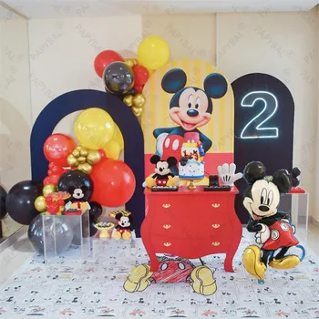57pcs Disney Mickey Mouse Puse Baloni Arkas Vainags Komplekts 32inch Black Numuru Folijas gaisa Balons, Bērnu Dzimšanas dienu Apdares Gaisa Globos