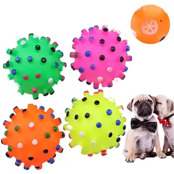 Apaļā Suns Bumbu Rotaļlieta Izturīgs Kucēnu Apmācību Bumbu Dekompresijas Displejs Pelējuma Pīkstošs Interaktīvo Mācību Pet Bumbu Rotaļlieta