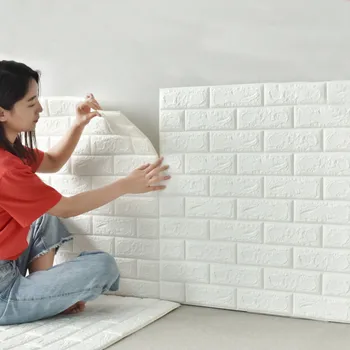 DIY Sienas uzlīmes 3D pašlīmējošas tapetes Mājas radošo TV Fona putu sienas ķieģeļu dekoratīvo ūdensizturīgs Sienas Uzlīme