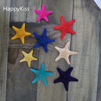 HappyKiss 2gab dabas, jūras zvaigzne čaulas gliemene apdare Jūras stila kāzu tvaicētiem bun starfish 3-5cm krāsas, jūras zvaigzne