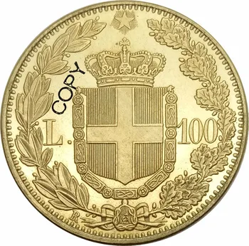 Itālija 100 Liras Umberto I R 1883 Misiņa Metāla Kopēt, Monētas, Jubilejas MONĒTAS