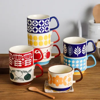 Japāņu Vintage Paaugstināma Keramikas Krūzes Kafijas Krūze Brokastīs Piena Tējas Tases Ūdens Virtuves Piederumi, Biroja Sadzīves Drinkware