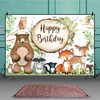 Karikatūra Dzīvniekiem Fons Ak Baby Mežu Dzimšanas dienas svinības Safari Laimīgi Bērni, Viens 1. Bithday Cietās Džungļu Birthdayn Babyshower Fav