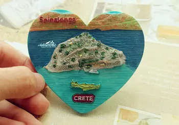Krētas Sala, Grieķija Tūrisma Ceļojumu Suvenīru Sirds Formas 3D Sveķu Dekoratīvajiem ledusskapis Ledusskapis Magnēts Kuģiem, Mājas Dekoru
