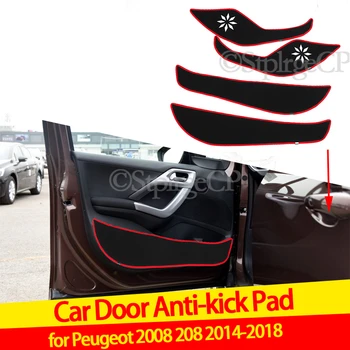 Melnās Durvis anti-kick pad durvju aizsardzība pad durvju paneļa vāku pad auto durvīm uzlīme Par Peugeot 2008 208 2014 2015 2016 2017 2018