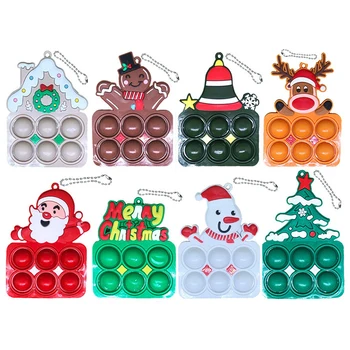 Mini Pop Push Burbulis Keychain Ziemassvētku Kulons Vienkārši Dimple Fidget Rotaļlietas Stress Atvieglojums, Rotaļlietas Santa Atslēgu Ķēdes, Ziemassvētku Dāvanas
