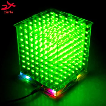 Noliktavā! DIY 3D8s LED mini cubeeds lielisku animāciju / 8x8x8 Komplekti/Junior,3D zaļš LED Displejs,Ziemassvētku Dāvana