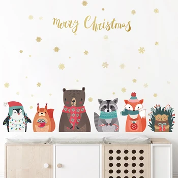 Priecīgus Ziemassvētkus Dzīvnieku Viltus Kamīnu Ziemassvētku Dāvanu Sienas Uzlīmes Dzīvojamā Istaba Virtuve Istaba Mājās Dekoratīvās Uzlīmes, Dekori