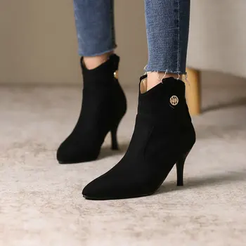 ZawsThia ganāmpulka sieviešu kurpes black bordo norādīja toe augstpapēžu kurpes zābaciņi sievietes potītes zābaki ekstra liels izmērs 33-48 sexy lady boot