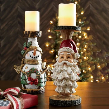 Ziemassvētki Sveķu Svečturis Santa Claus, Sniegavīrs Svece, Ornamentu, Galda Dekori