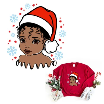 Ziemassvētku Plāksteris Apģērbu DIY Sieviešu T-Krekli, Hoodies Cute Melnā Meitene Ievadītā Siltuma Uzlīmes, Jauki Meitene Plāksteris Uzlīmēm