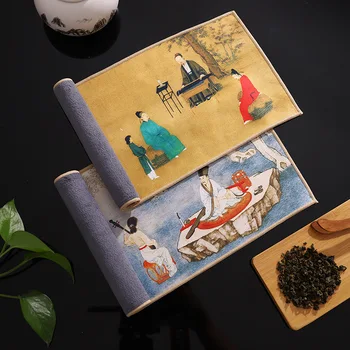 Ķīniešu Glezniecības Bieza Tējas Dvieli Super Absorbējoša High-End Tējas Komplekts Piederumi Galda Paklājiņš Profesionālās Autiņu Krāsotas Tējas Dvieli