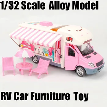 1:32 RV Auto Mēbelēm, Uzstādīti Vairāk Atvērt Durvis Skaņu, Gaismu Atpakaļ Sakausējuma Spēkā no Automašīnas Modeļa Bērniem Diy Spēlēt Māja Rotaļlietas