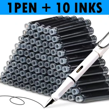 11PCS Strūklaka Pildspalvu Komplekts Maināmiem Kaligrāfijas, Daudzfunkciju Pildspalvas Rakstīšanai 0.38 mm Piegādes Kancelejas preces, Biroja, Skolas Piederumi