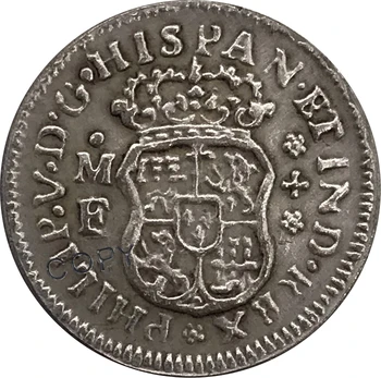 1737 Meksika Filips V 1/2 Nekustamā Mo-MF 90% Sudraba Kolekciju, Kopēt Monētas