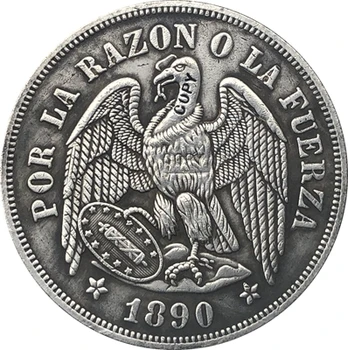 1890 Čīle 1 Peso monētas 37MM