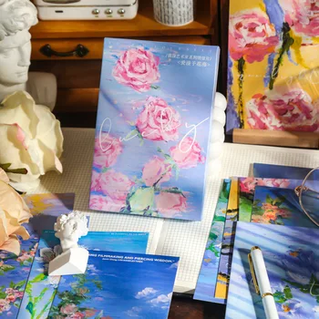 30 Lapas/Set Romantisks Mākslinieks Sērijas Atklātne Ziedu Jūras INS Stilu, Eļļas Glezna Apsveikuma Īsziņu Dzimšanas dienas Kartes, Dāvanu Kartes