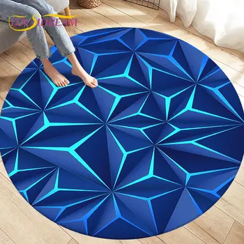 3D Abstraktās Ģeometriskās Vizuālo Ilūziju Apgabala Paklāju Lielas,Apaļas Paklāju Paklāju, lai Dzīvojamā Istaba Guļamistaba, Dīvāns Apdare ar neslīdošu Grīdas Paklājs