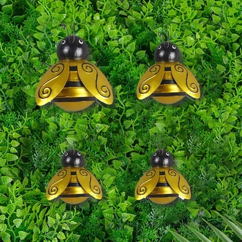 4 Metāla Dārza Bumble Bee Žogu Sienas Uzstādīts Ornamentu Rotājumi