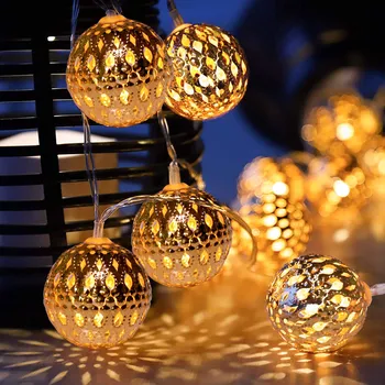 Akumulatora Barošanu Marokas Lode Sudraba Metāla Bumbiņas String Gaismas LED Gaismas Pasaulē Ziemassvētku Brīvdienās Kāzu Vainags Mājas Puse Dekori