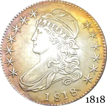Amerikas savienoto Valstu Brīvības Ērglis 1818 50 Centiem ½ Dolāru Ierobežots Krūtis Pusi Dolārs Cupronickel Sudraba Pārklājumu Kopēt Monētas