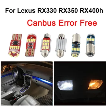Balta Auto Canbus LED Spuldzes Interjera Lasīšanas Gaismas Komplekts Lexus RX330 RX350 RX400h RX450h 2004 2005 2006-2019 Dome Licence Lampas