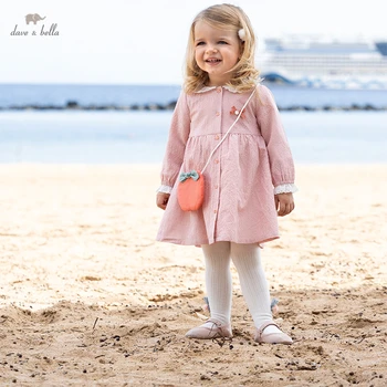 DB1220895 dave bella pavasarī baby meitenes modes priekšgala kleita izšūta ar mazu somu puse kleita bērniem meitene zīdaiņu drēbes 2gab