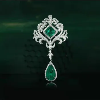 Foydjew Luksusa Temperaments Simulācijas Emerald Kulons Mikro-inkrustēts Pilna Zircon Tukšums Ūdens Piliens formas Kaklarotas Sievietēm