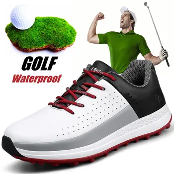Jaunu Zīmolu Ādas Vīriešu Golfa Kurpes Ūdensizturīgs neslīdoša Brīvdabas Atpūtas Sporta Golfa Mācību Kurpes Spikeless Golfa Kurpes Vīriešiem