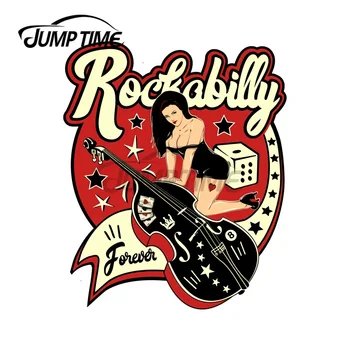 JumpTime 13 x 11,8 cm Rockabilly Pinup Zeķes Hop Šūpuļzirgs Vintage Rock un Roll Mūzikas Auto Uzlīme Decal Ūdensizturīgs Auto Assessoires