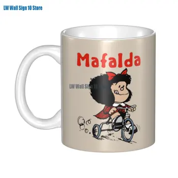 Mafalda Velosipēdu Riteņi Krūzes Pielāgota Quino Manga Multfilma Keramikas Kafijas Krūze Kausa Radošo Dāvanu