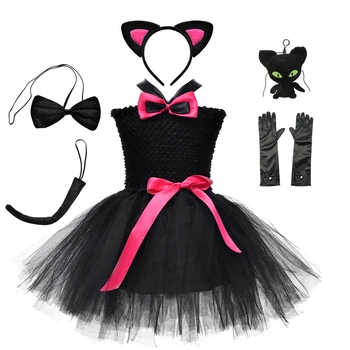 Melnais Kaķis, Kostīmu Zīdaiņu Meitenēm Dzīvnieku Tutu Kleitu Bērni Cosplay Pet Dzimšanas Dienas Svinības Bērniem Halloween Apģērbs