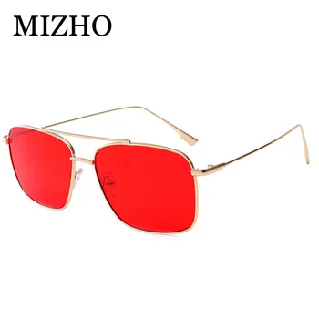 MIZHO 2022 Jaunu Metāla Kvadrātveida Rāmis Dzeltenas Saulesbrilles Sieviešu Moderns UV Aizsardzība Festivāls Viltus Brilles Vīriešiem Vintage Sarkano Lēcu Oculos