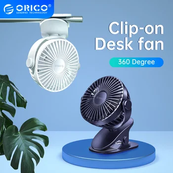 ORICO Clip-on Galda USB Ventilators, Mazo Biroju Vasaras Ventilatora 360 Grādu Rotācijas Dzesēšanas Ideāls Spēcīgu Gaisa plūsmu 3 Ātrumiem Uzlādējams