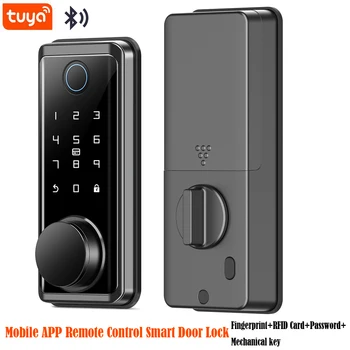 Pirkstu nospiedumu Elektroniskā Durvju Bloķēšana Smart Bluetooth Paroli Roktura Bloķēšanas Tuya APP Remote Unlock Mehāniskās Atslēgas Ierakstu