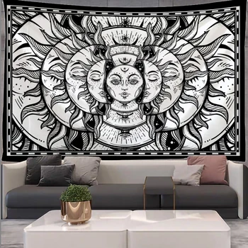 Saule, Mēness Gobelēns kawaii istabas dekori Sienas Karājas Boho dekoru estētisko Macrame Maģija Gobelēns