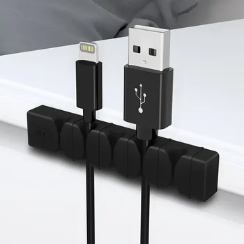 Silikona USB Kabeli Kabeļu Organizators Taurētājs Darbvirsmas Kārtīgs Vadības Vadu Klipu Turētājs Peli Austiņu Vadu Taurētājs Biroja preču