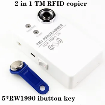 TM iButton Programmētājs DS1990A Aparāts Cloner Kopētājs 125Khz RFID Reader Writer RW1990 Key Pilnvara RFID/TM Keyfob aparāts