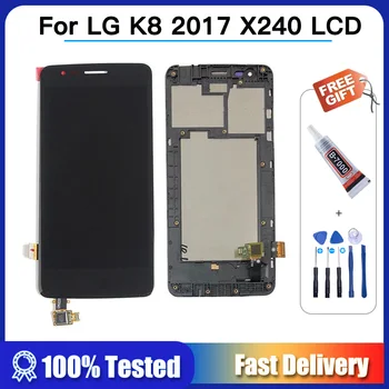 X240 LCD LG K8 2017 Displejs ar Rāmi, Pieskarieties Ekrānam, lai LG K8 X240 lcd Digitizer Montāža Rezerves Daļas, 5.0 collu ekrāns