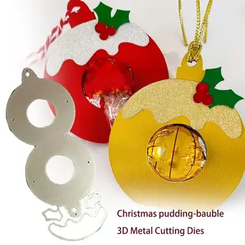 Ziemassvētku pudiņš-nieciņš 3D Metāla Griešanas Mirst samazināt Spiešanu papīra apdare, pelējums, pelējuma Scrapbooking trafareti amatniecības mirst Y1A1