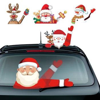 Ziemassvētku Rotājumi Automašīnas Aizmugures Logu Tīrītājs Uzlīmes Santa Claus Tīrītājs Decal Ūdensizturīgs Aizmugures Vējstikla Decal Ziemassvētku Dekori Uzlīmes